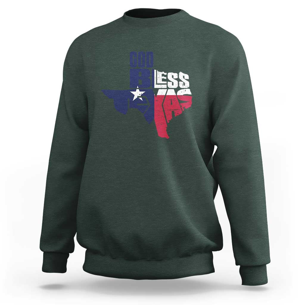 American Texan Sweatshirt God Bless Texas TX Flag