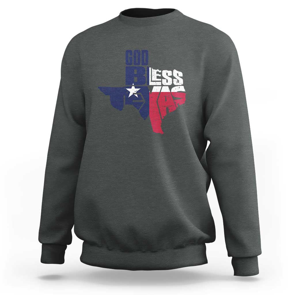 American Texan Sweatshirt God Bless Texas TX Flag