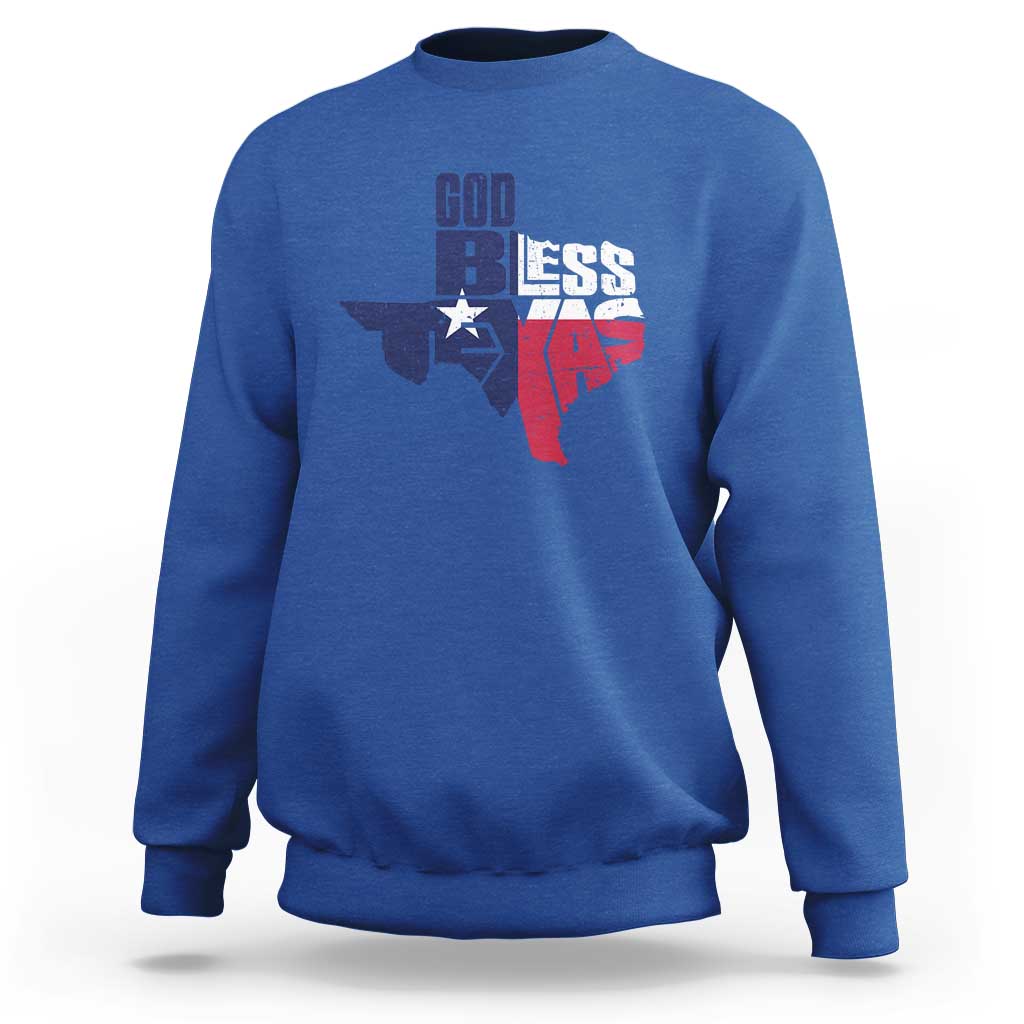 American Texan Sweatshirt God Bless Texas TX Flag