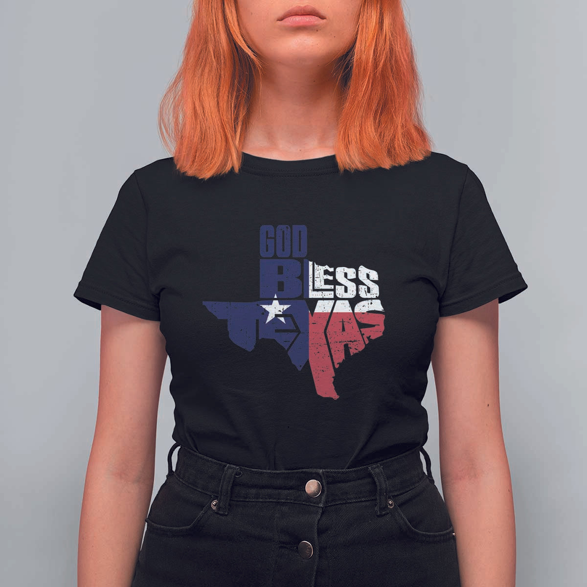 American Texan T Shirt For Women God Bless Texas TX Flag