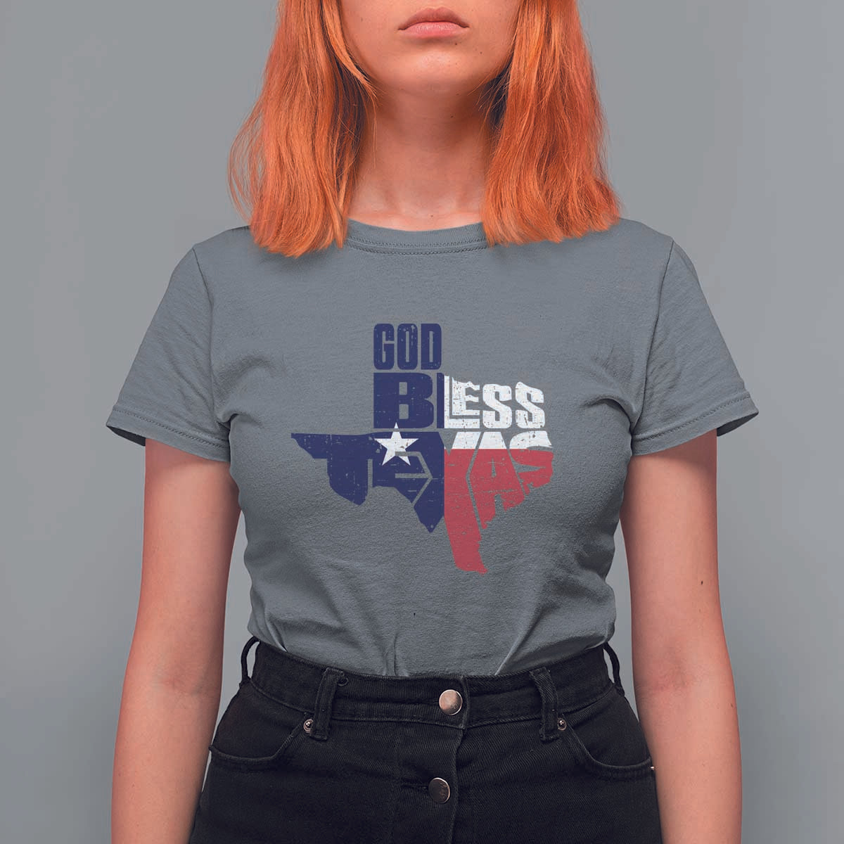 American Texan T Shirt For Women God Bless Texas TX Flag