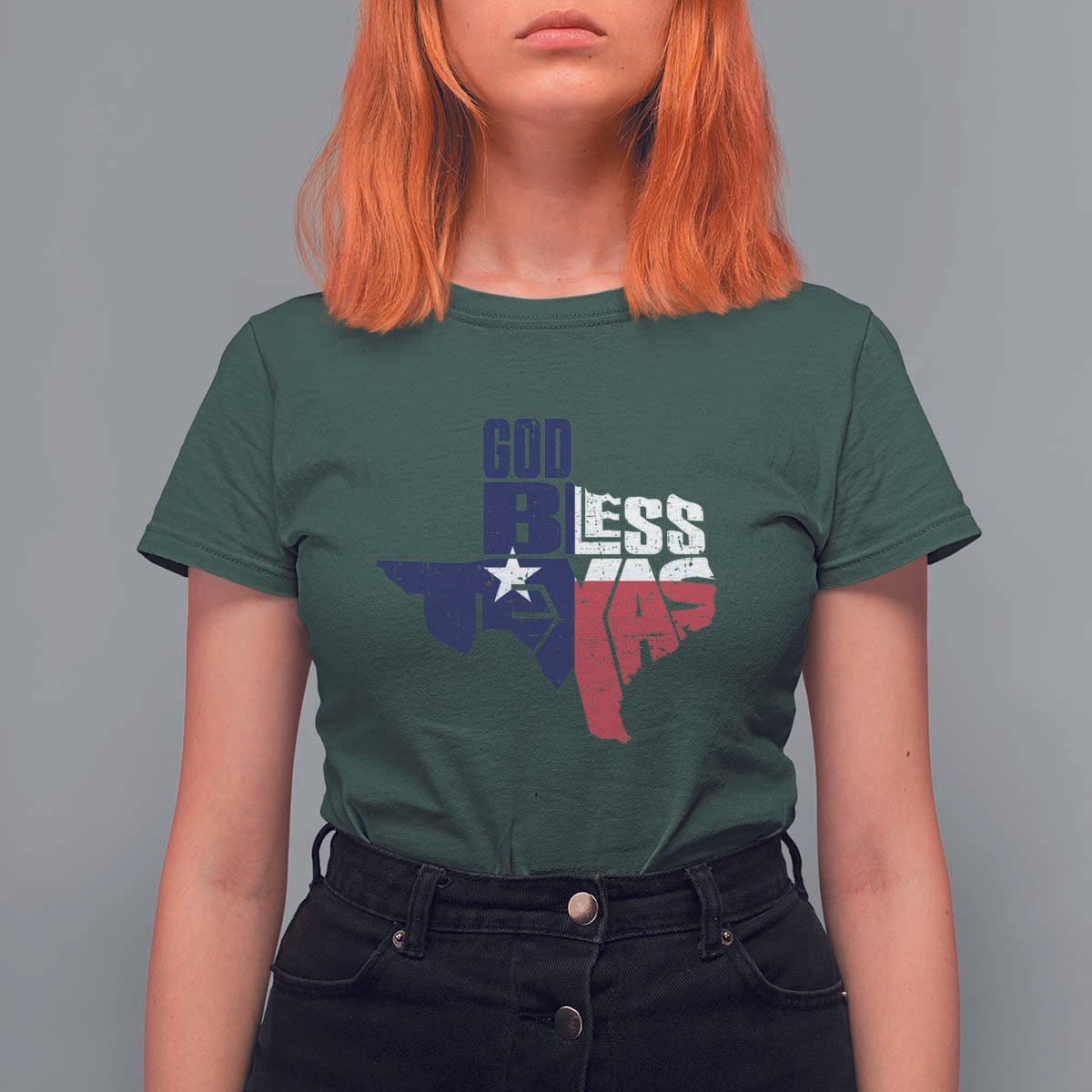 American Texan T Shirt For Women God Bless Texas TX Flag