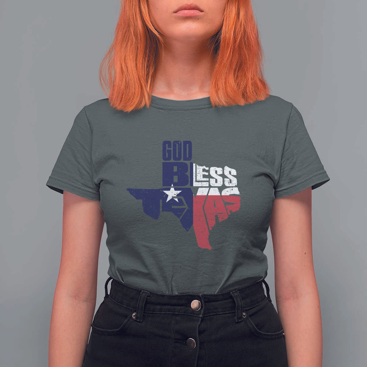 American Texan T Shirt For Women God Bless Texas TX Flag