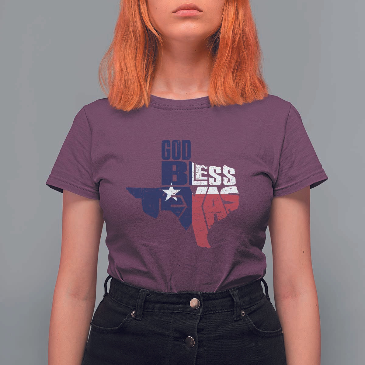 American Texan T Shirt For Women God Bless Texas TX Flag