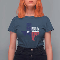 American Texan T Shirt For Women God Bless Texas TX Flag