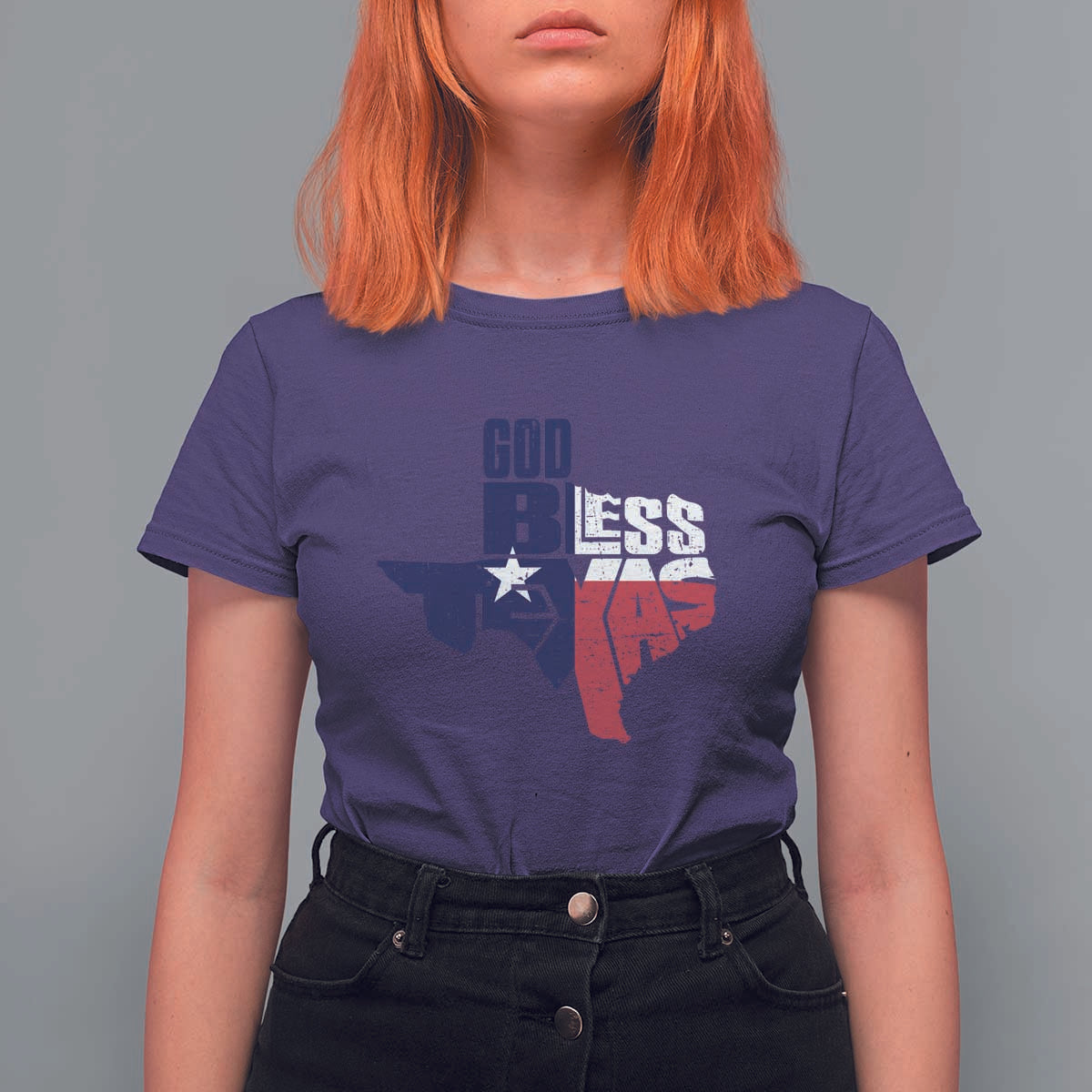 American Texan T Shirt For Women God Bless Texas TX Flag