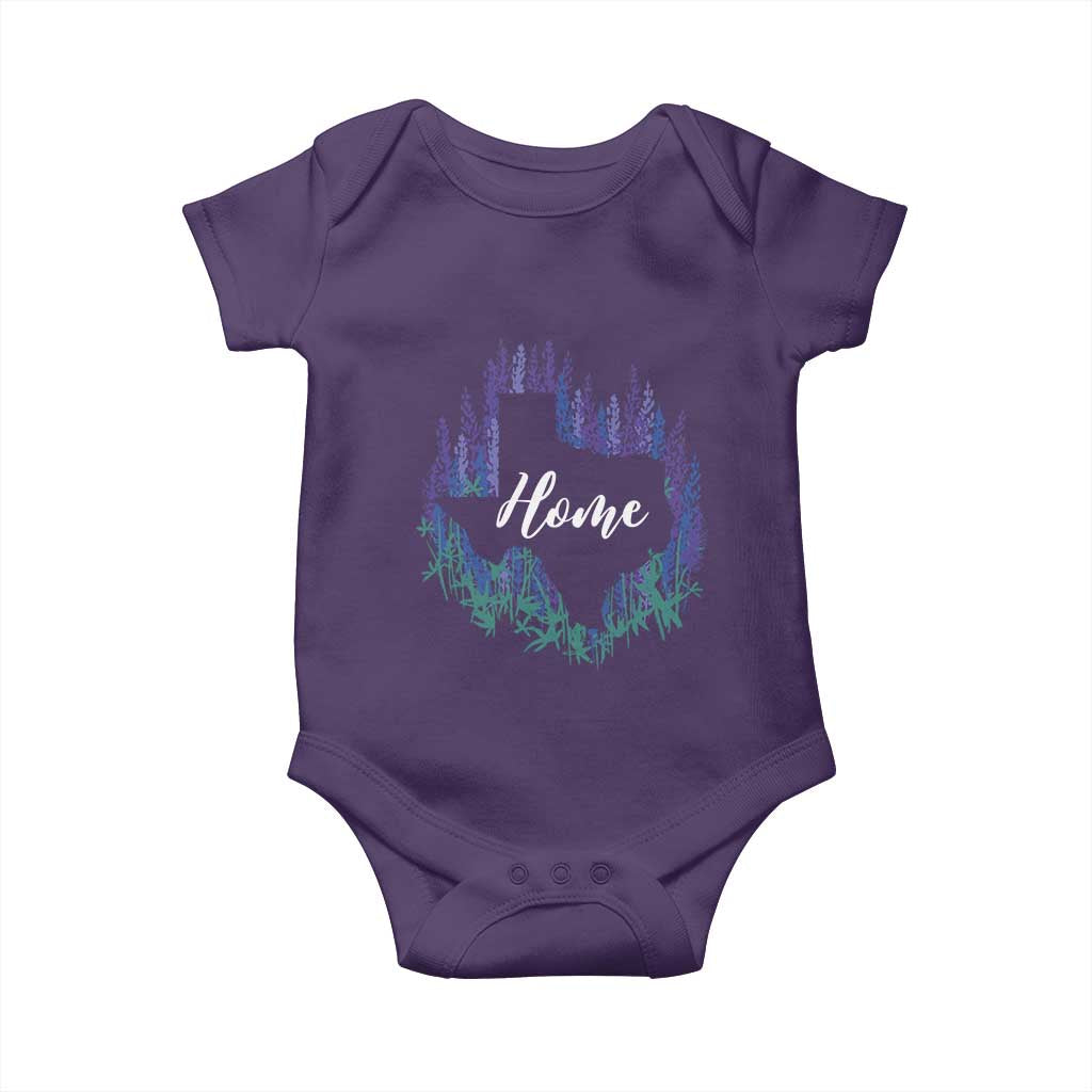 Texas Home State Map Pride Bluebonnets Baby Onesie