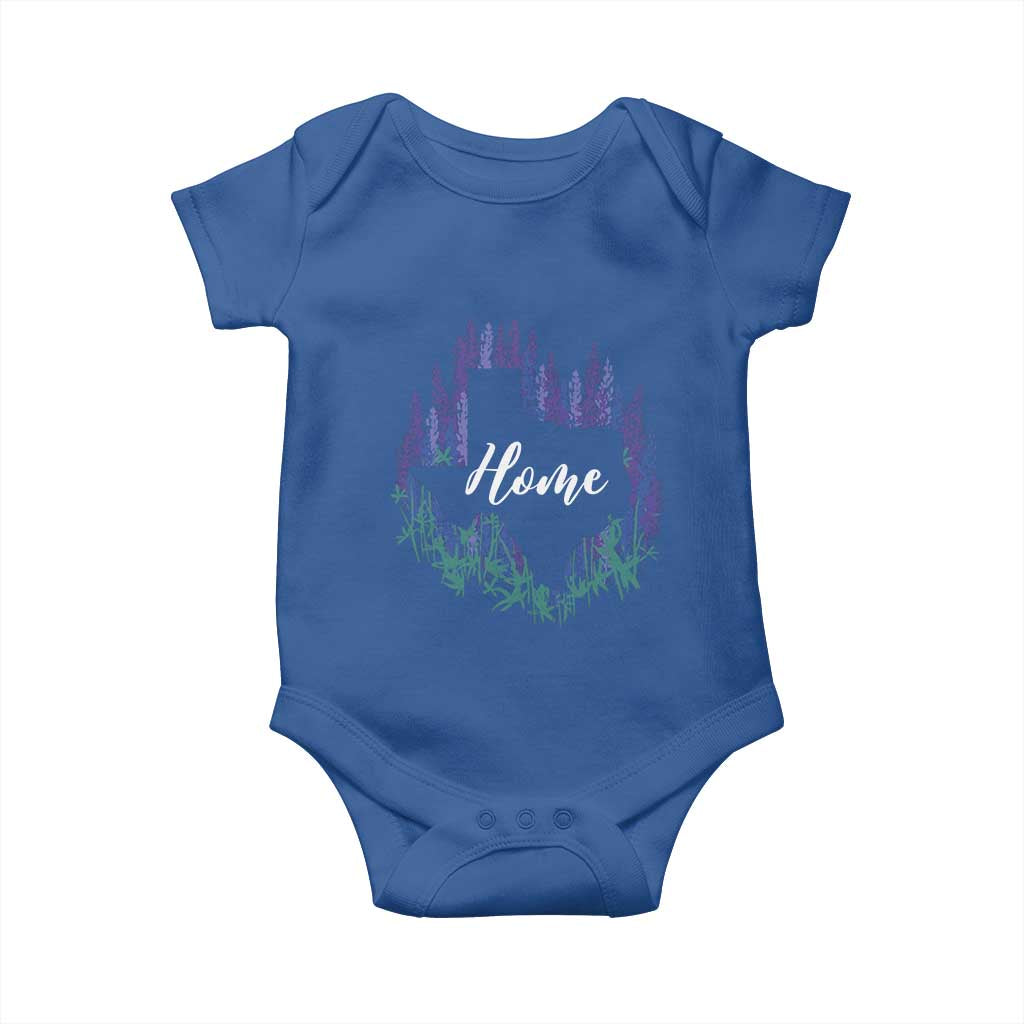 Texas Home State Map Pride Bluebonnets Baby Onesie