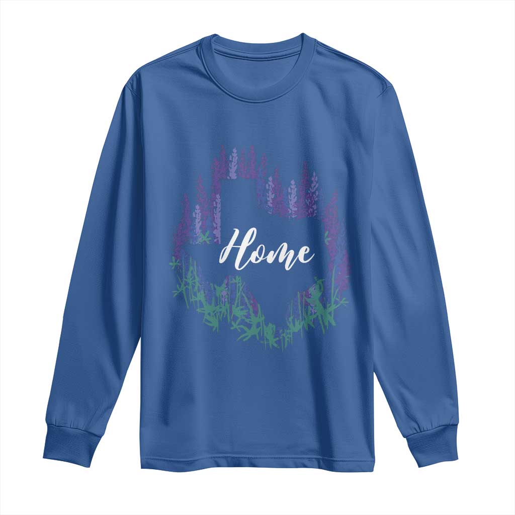 Texas Home State Map Pride Bluebonnets Long Sleeve Shirt