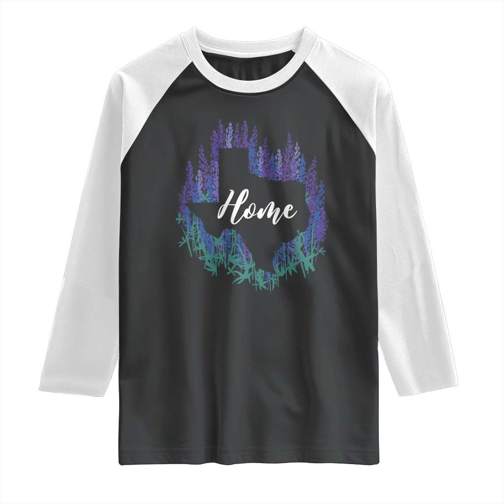 Texas Home State Map Pride Bluebonnets Raglan Shirt