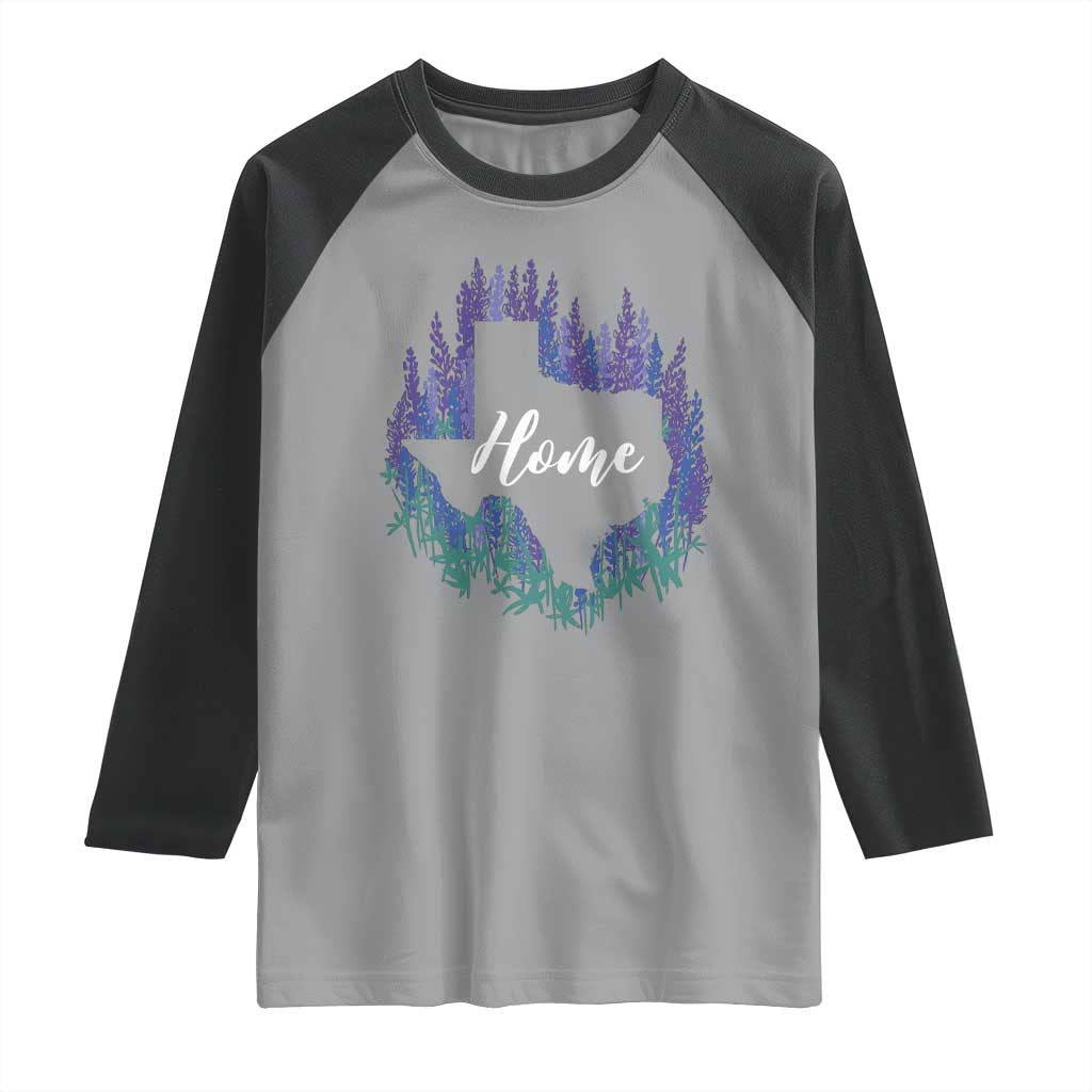 Texas Home State Map Pride Bluebonnets Raglan Shirt
