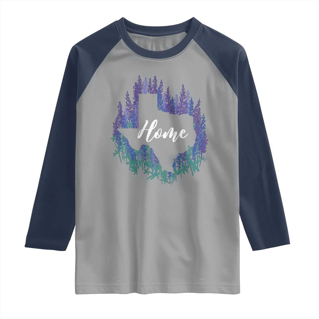 Texas Home State Map Pride Bluebonnets Raglan Shirt