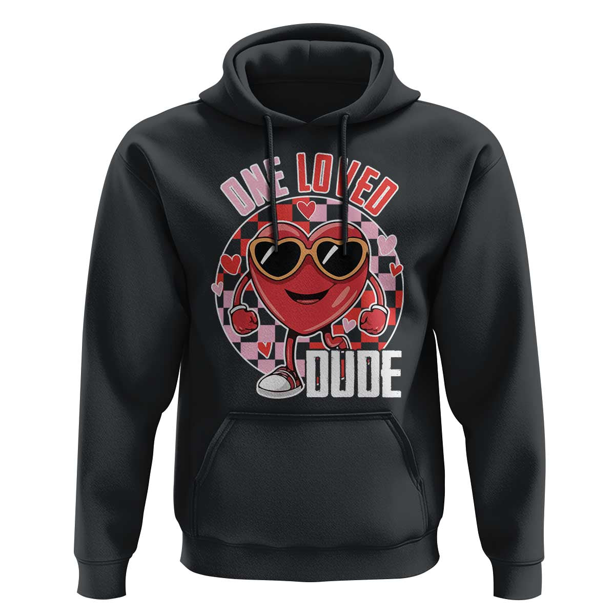 Funny Valentine's Day Hoodie One Loved Dude Cute Heart Checkerboard