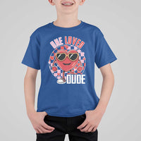 Funny Valentine's Day T Shirt For Kid One Loved Dude Cute Heart Checkerboard