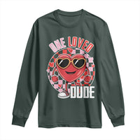 Funny Valentine's Day Long Sleeve Shirt One Loved Dude Cute Heart Checkerboard