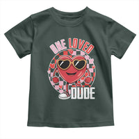 Funny Valentine's Day Toddler T Shirt One Loved Dude Cute Heart Checkerboard