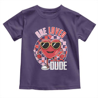 Funny Valentine's Day Toddler T Shirt One Loved Dude Cute Heart Checkerboard