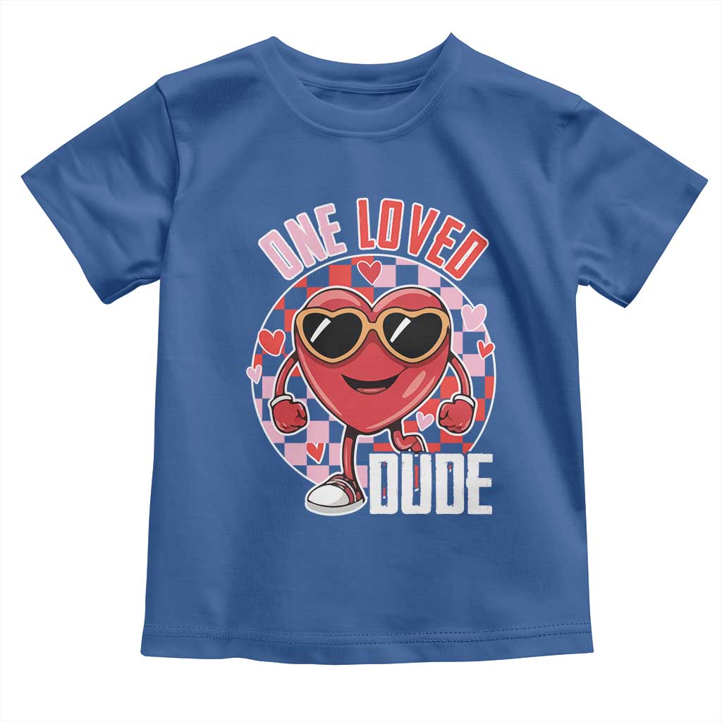 Funny Valentine's Day Toddler T Shirt One Loved Dude Cute Heart Checkerboard