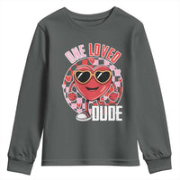 Funny Valentine's Day Youth Sweatshirt One Loved Dude Cute Heart Checkerboard
