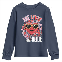 Funny Valentine's Day Youth Sweatshirt One Loved Dude Cute Heart Checkerboard