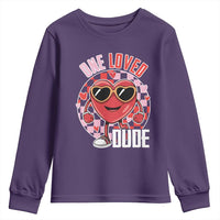 Funny Valentine's Day Youth Sweatshirt One Loved Dude Cute Heart Checkerboard