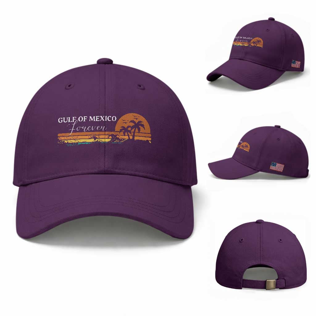 Gulf Of Mexico Forever Baseball Cap Beach Palm Treen Vintage Retro