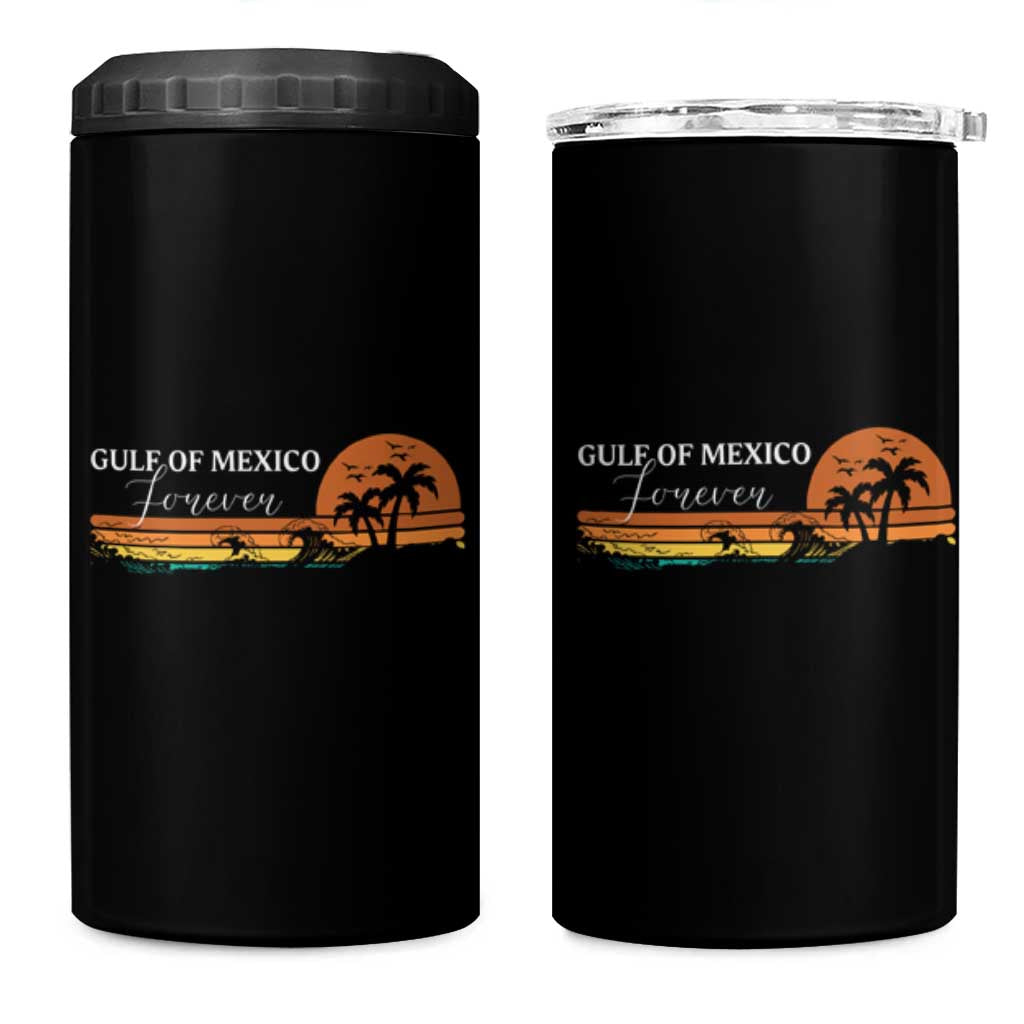 Gulf Of Mexico Forever 4 in 1 Can Cooler Tumbler Beach Palm Treen Vintage Retro