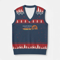 Gulf Of Mexico Forever V-Neck Knit Sweater Vest Beach Palm Treen Vintage Retro - Wonder Print Shop