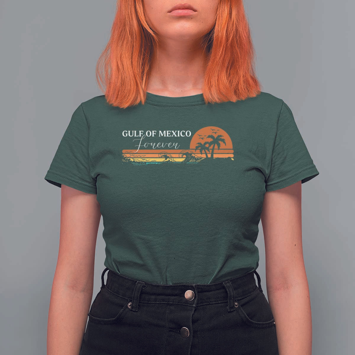 Gulf Of Mexico Forever T Shirt For Women Beach Palm Treen Vintage Retro