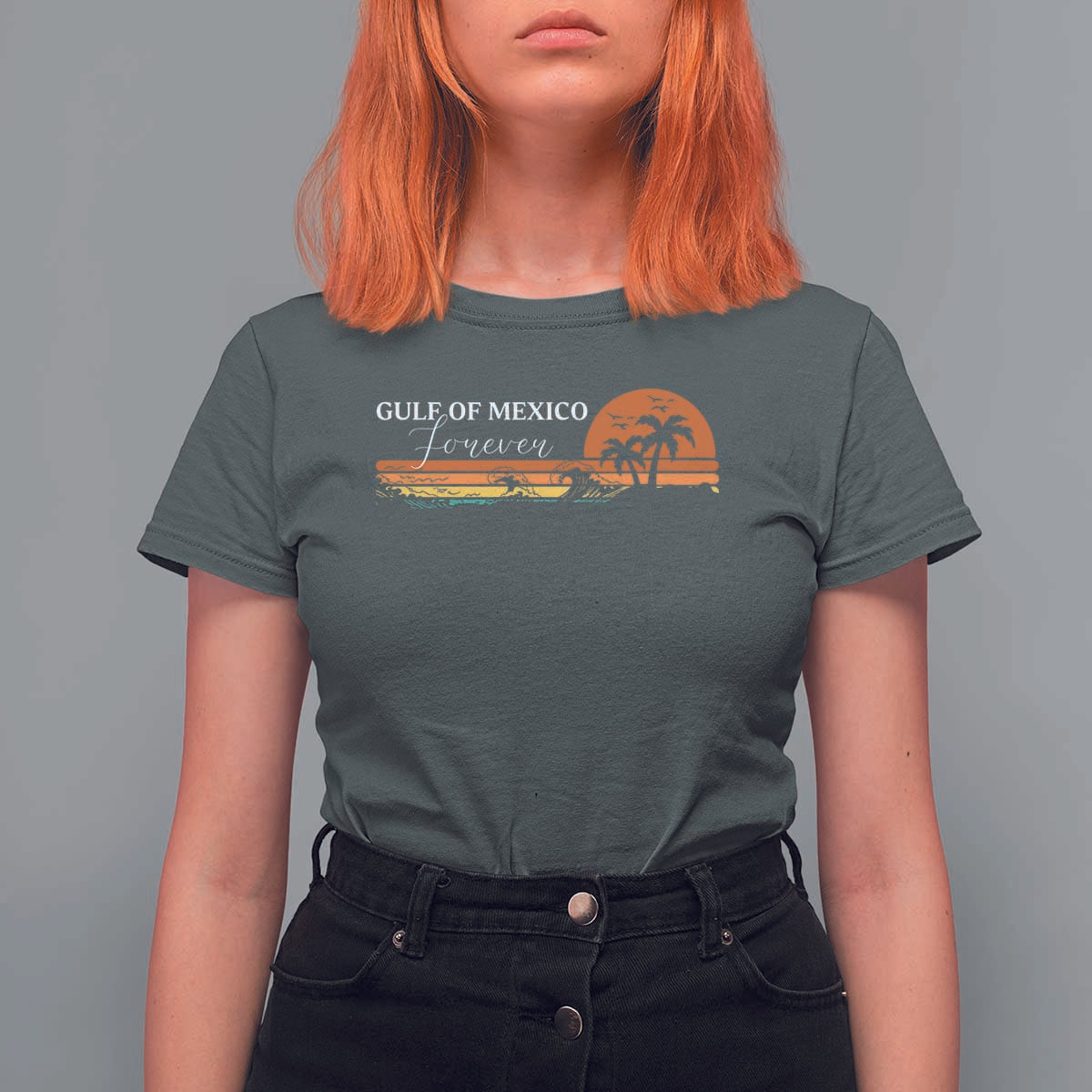 Gulf Of Mexico Forever T Shirt For Women Beach Palm Treen Vintage Retro