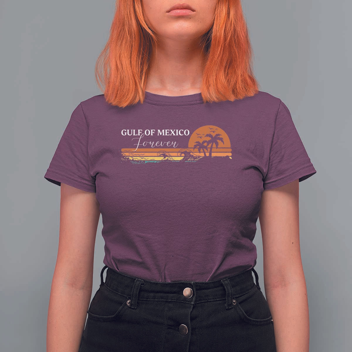 Gulf Of Mexico Forever T Shirt For Women Beach Palm Treen Vintage Retro
