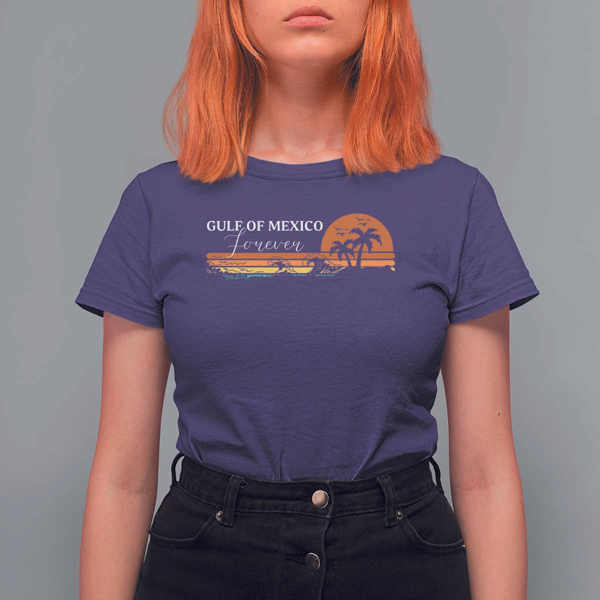 Gulf Of Mexico Forever T Shirt For Women Beach Palm Treen Vintage Retro