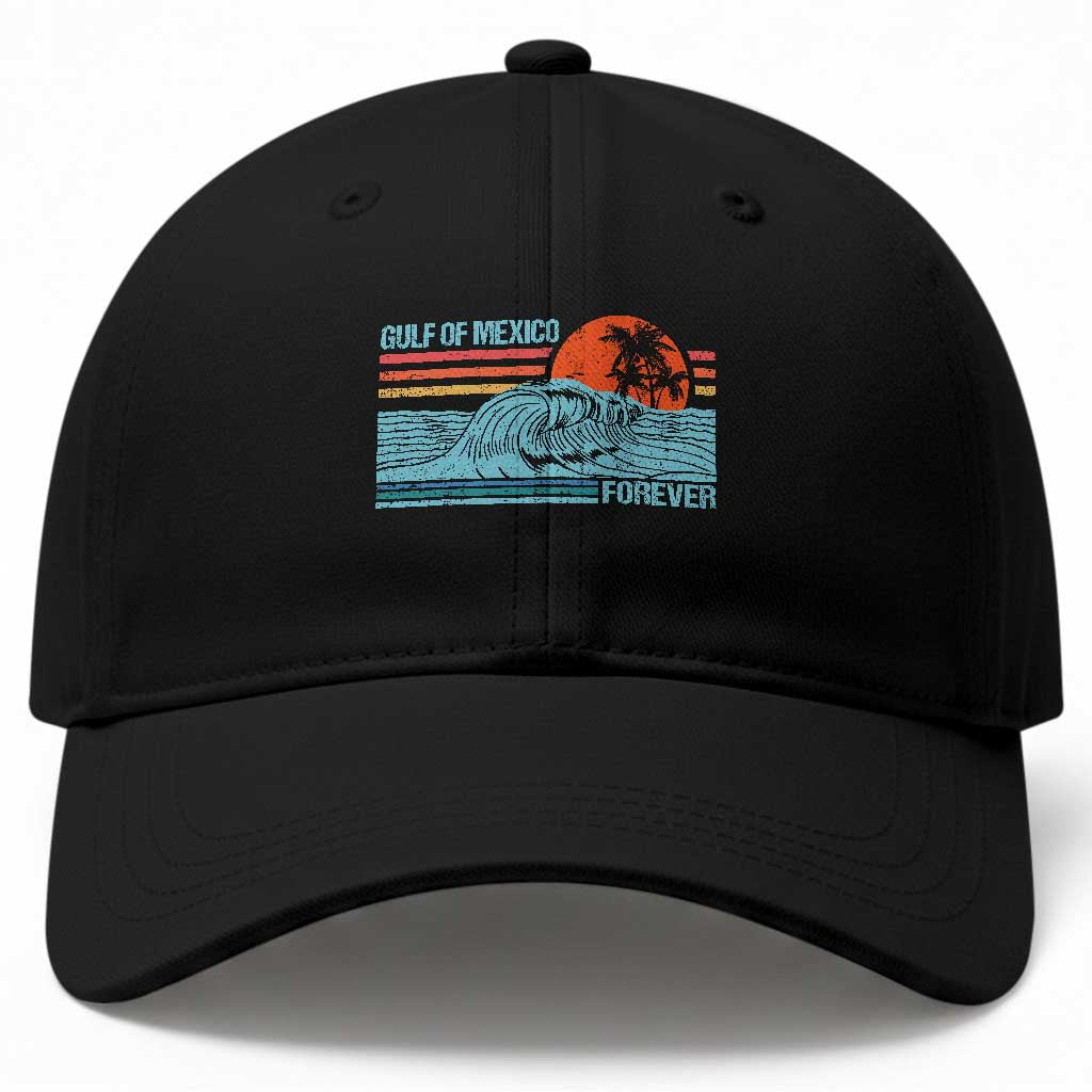 Gulf Of Mexico Forever Baseball Cap Vintage Retro Beach Coconut Tree