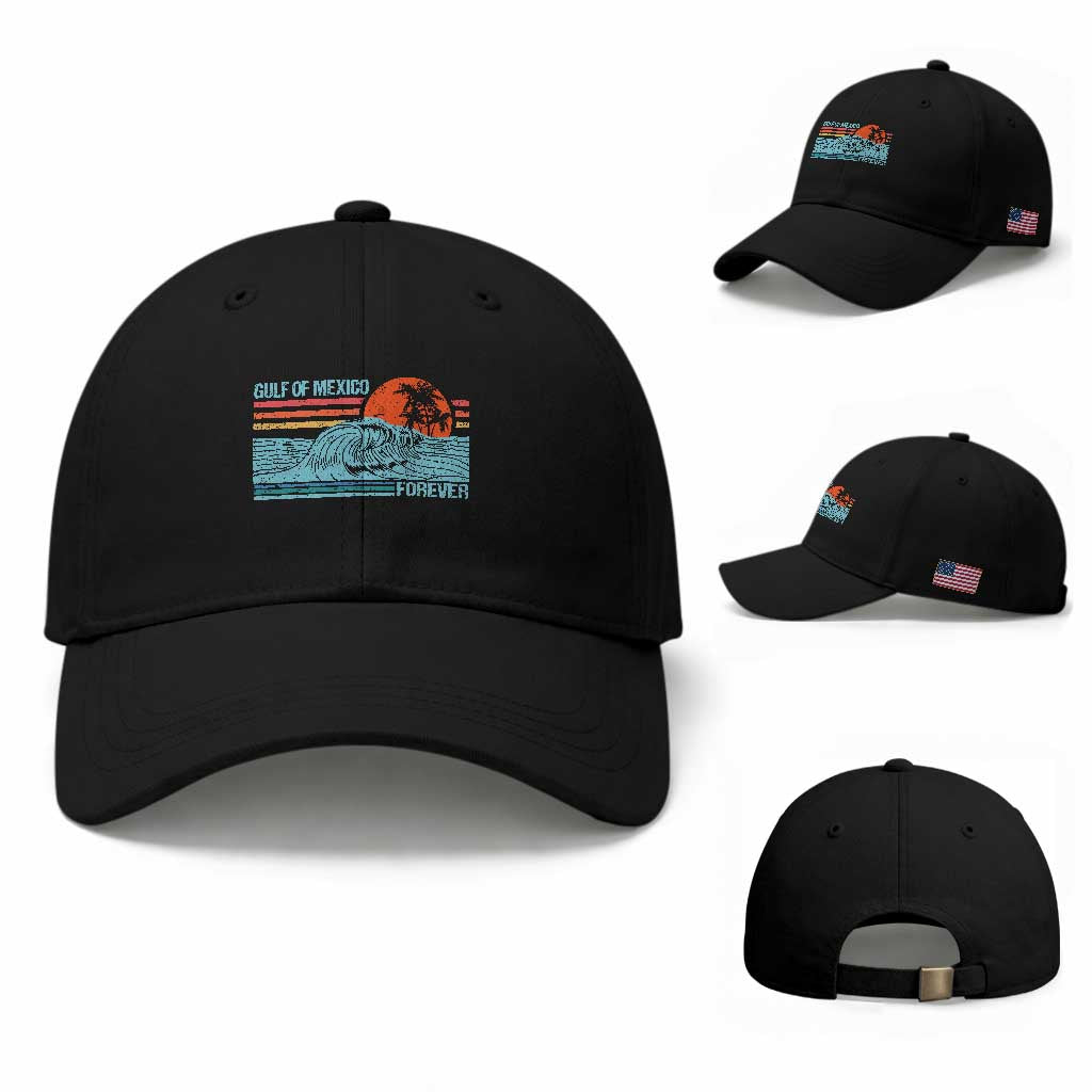 Gulf Of Mexico Forever Baseball Cap Vintage Retro Beach Coconut Tree