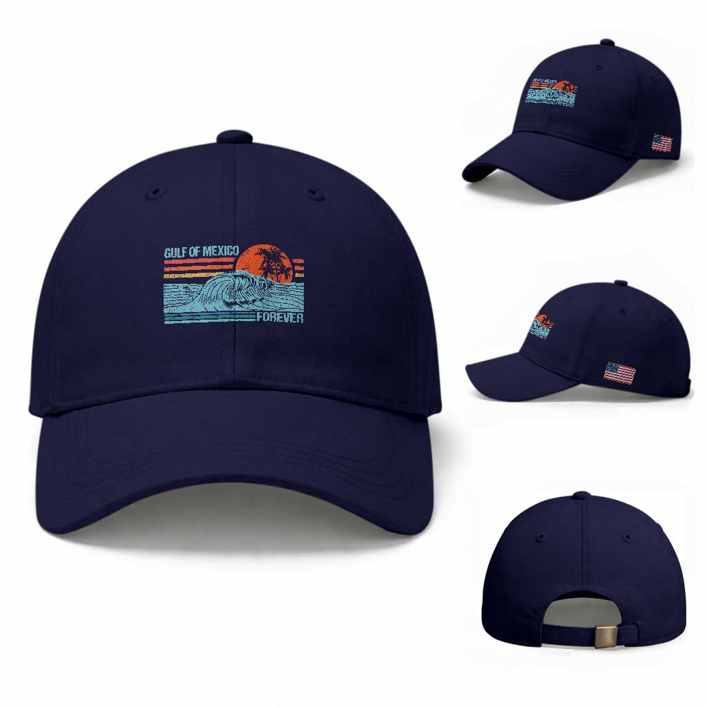 Gulf Of Mexico Forever Baseball Cap Vintage Retro Beach Coconut Tree