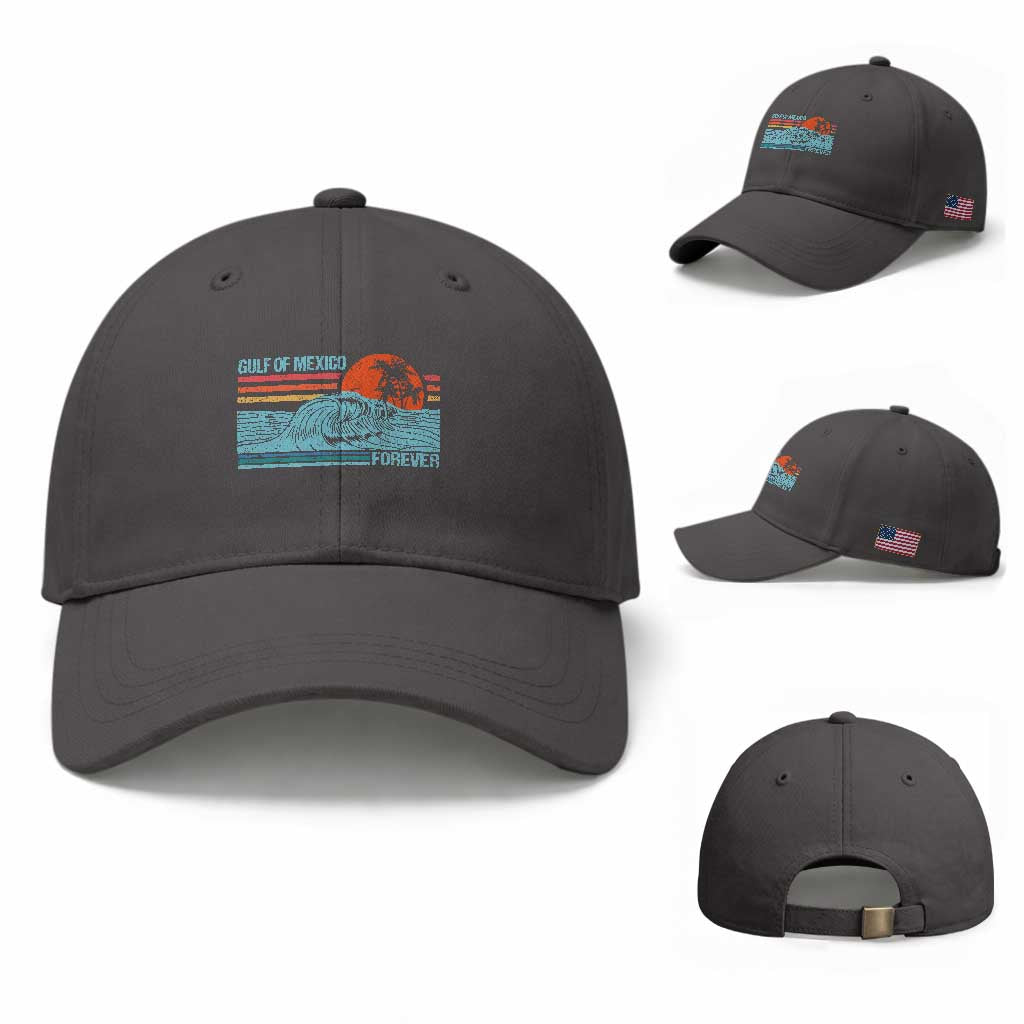 Gulf Of Mexico Forever Baseball Cap Vintage Retro Beach Coconut Tree