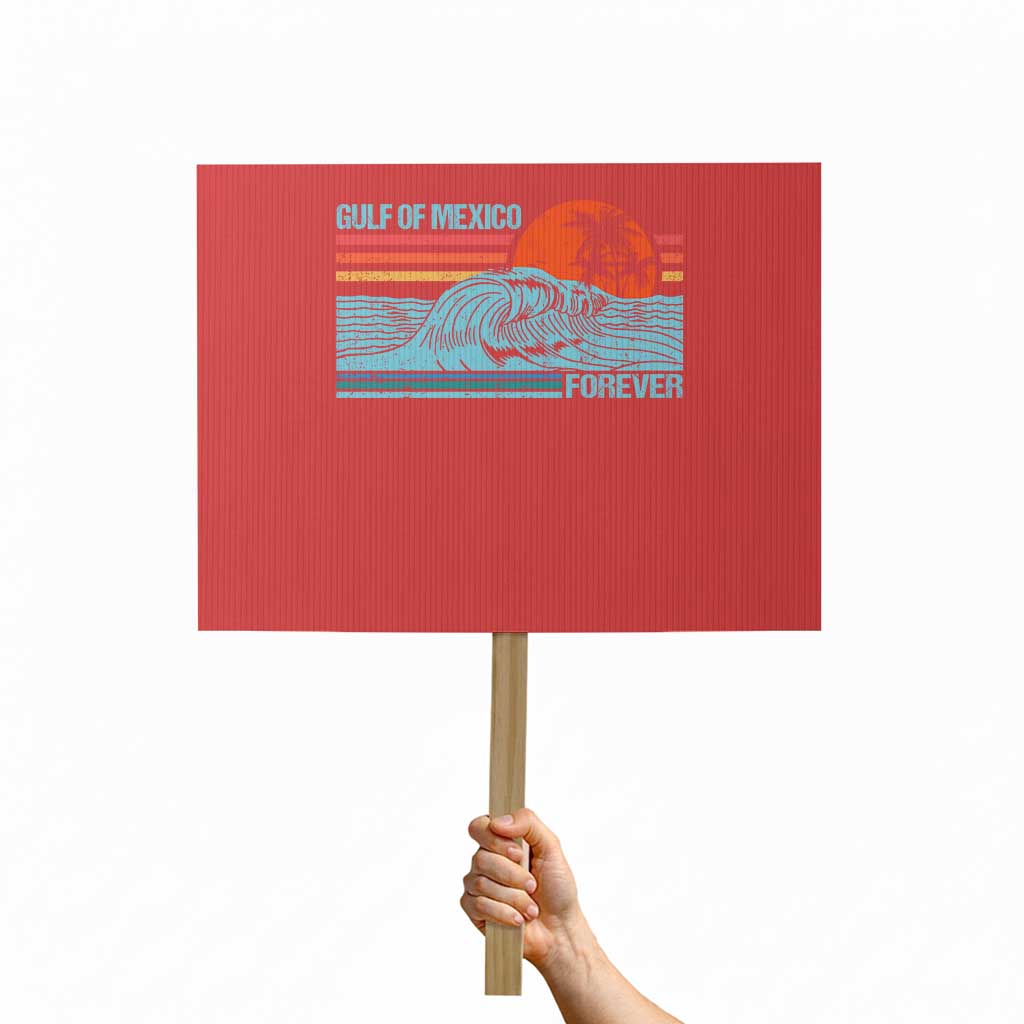 Gulf Of Mexico Forever Protest Sign Vintage Retro Beach Coconut Tree - Wonder Print Shop