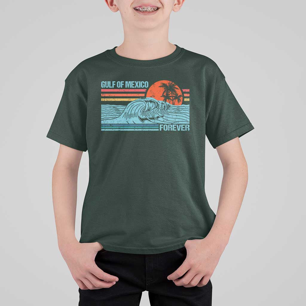 Gulf Of Mexico Forever T Shirt For Kid Vintage Retro Beach Coconut Tree