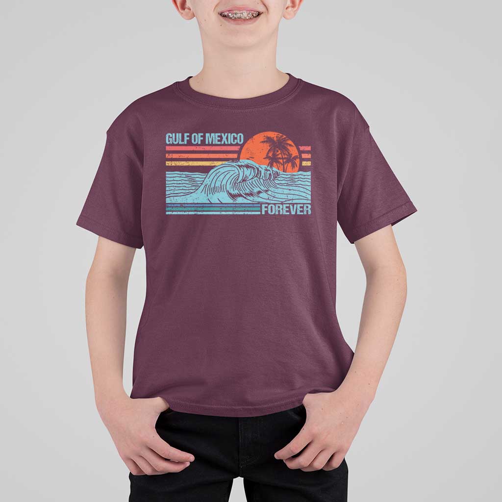 Gulf Of Mexico Forever T Shirt For Kid Vintage Retro Beach Coconut Tree