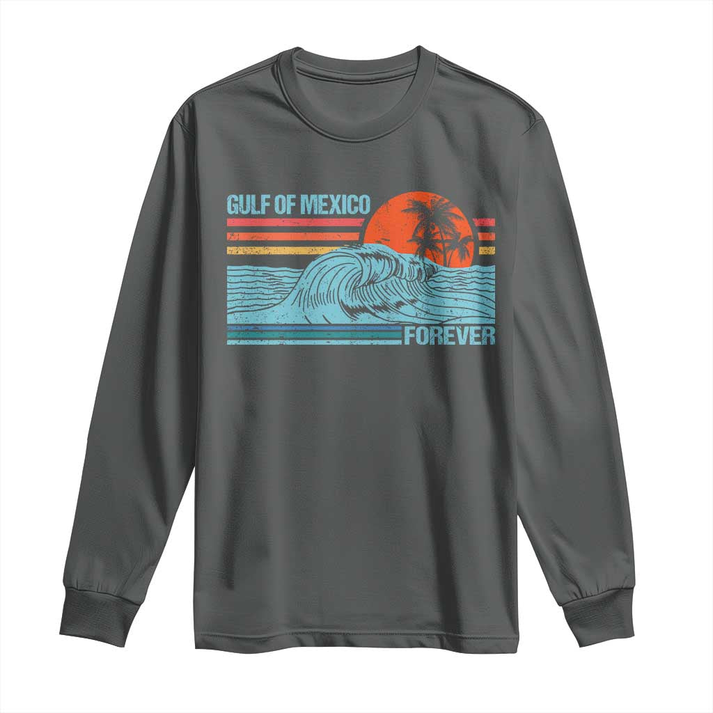 Gulf Of Mexico Forever Long Sleeve Shirt Vintage Retro Beach Coconut Tree