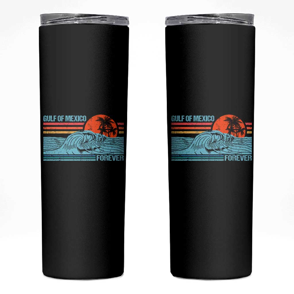 Gulf Of Mexico Forever Skinny Tumbler Vintage Retro Beach Coconut Tree