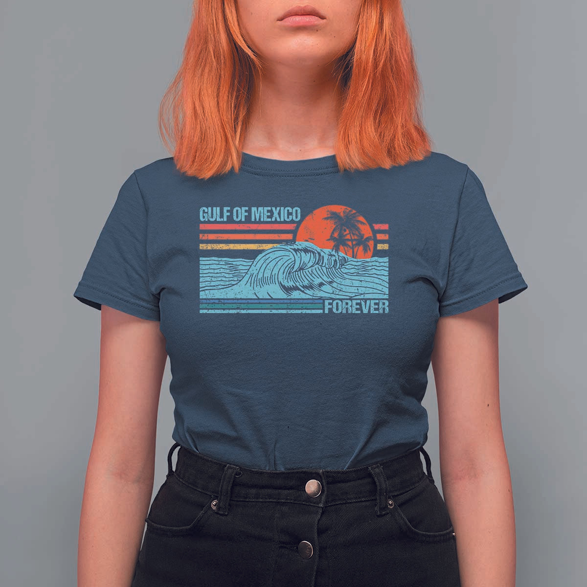 Gulf Of Mexico Forever T Shirt For Women Vintage Retro Beach Coconut Tree