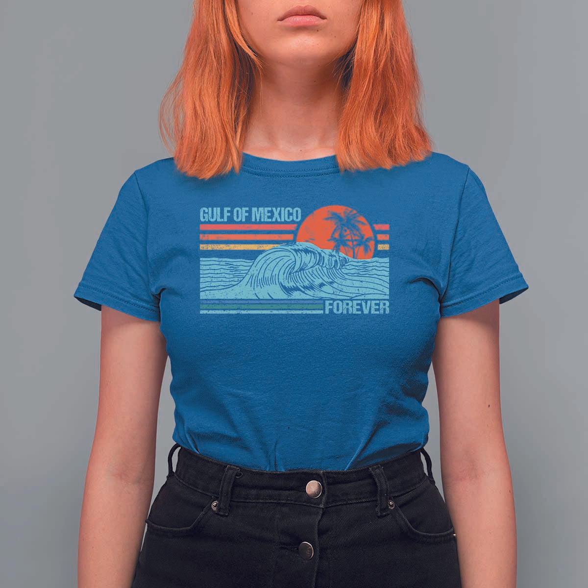 Gulf Of Mexico Forever T Shirt For Women Vintage Retro Beach Coconut Tree