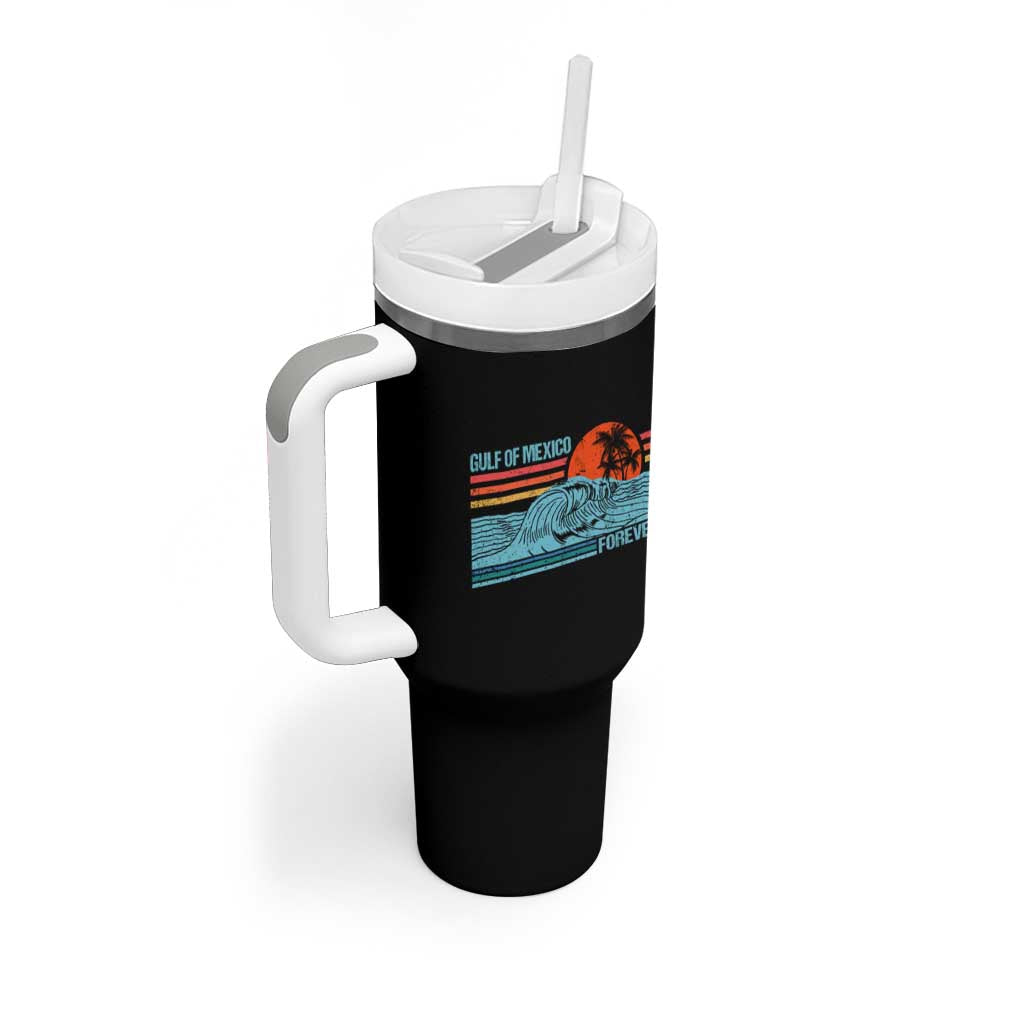 Gulf Of Mexico Forever Tumbler With Handle Vintage Retro Beach Coconut Tree