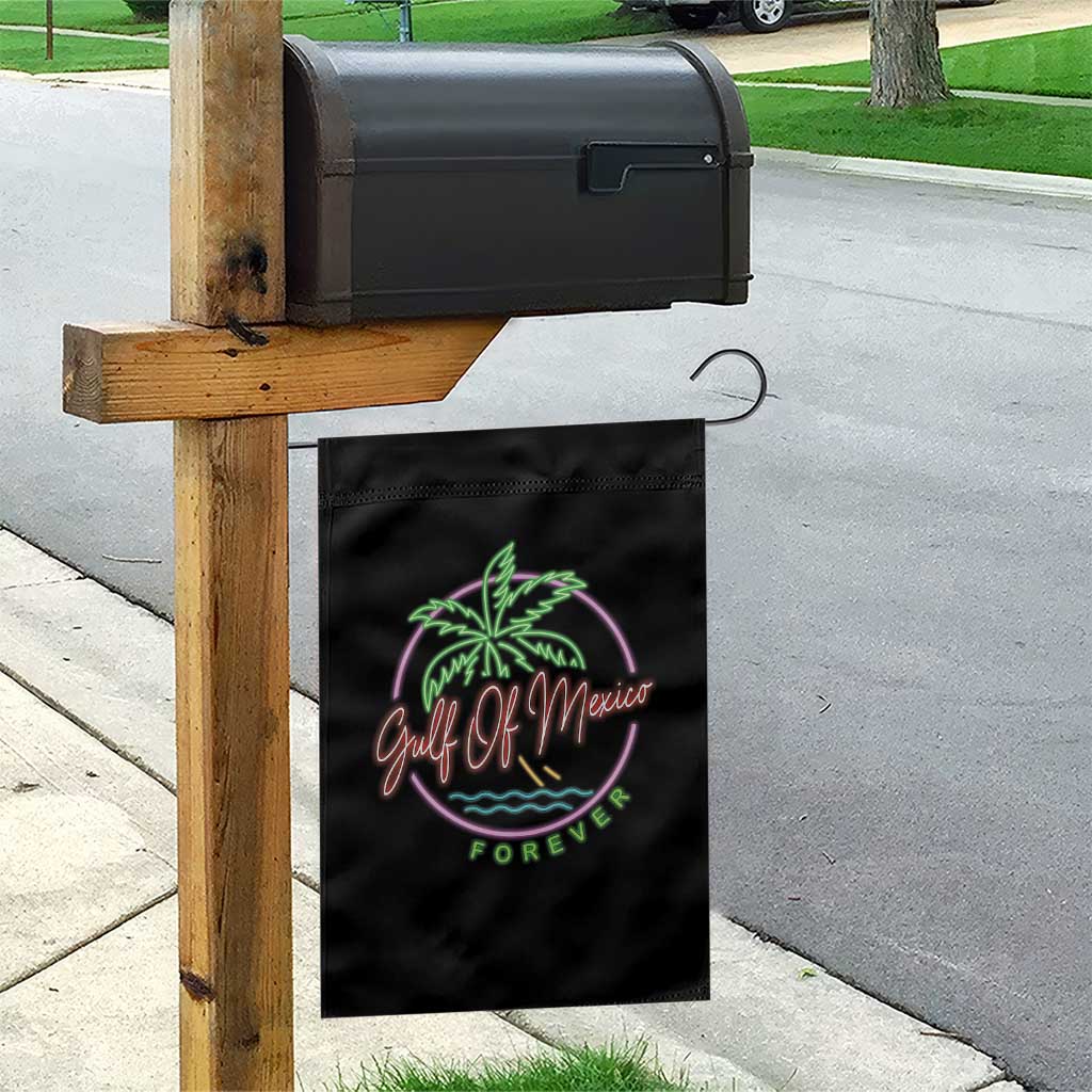 Gulf Of Mexico Forever Garden Flag Beach Coconut Palm Tree Neon Light - Wonder Print Shop