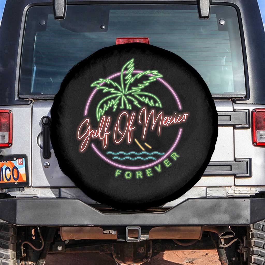 Gulf Of Mexico Forever Spare Tire Cover Beach Coconut Palm Tree Neon Light