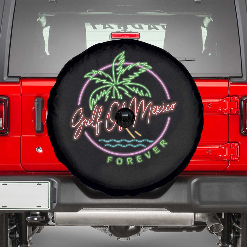 Gulf Of Mexico Forever Spare Tire Cover Beach Coconut Palm Tree Neon Light
