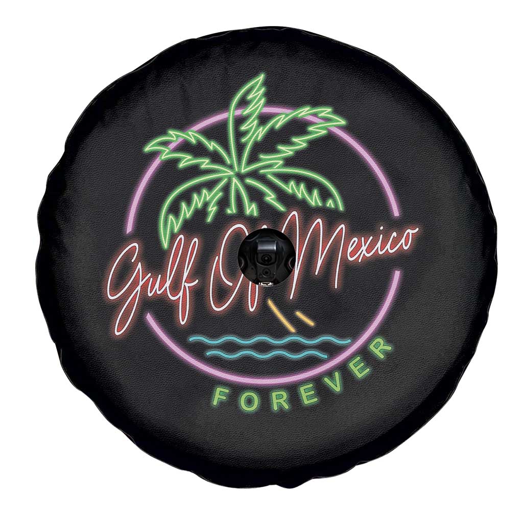 Gulf Of Mexico Forever Spare Tire Cover Beach Coconut Palm Tree Neon Light