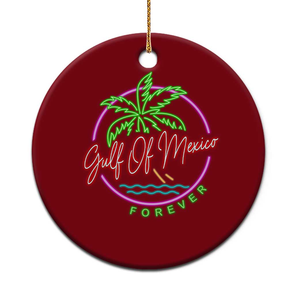 Gulf Of Mexico Forever Ceramic Ornament Beach Coconut Palm Tree Neon Light - Wonder Print Shop