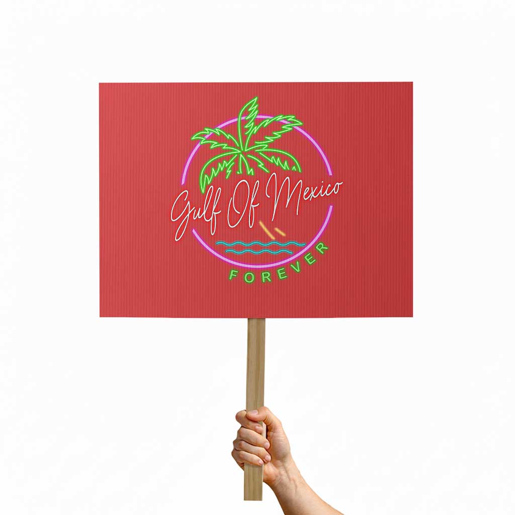 Gulf Of Mexico Forever Protest Sign Beach Coconut Palm Tree Neon Light - Wonder Print Shop